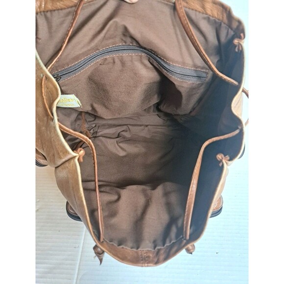 Genuine Leather Tan Backpack Made in Colombia – 16×15×4" Unisex Travel Rucksack - Picture 12 of 13